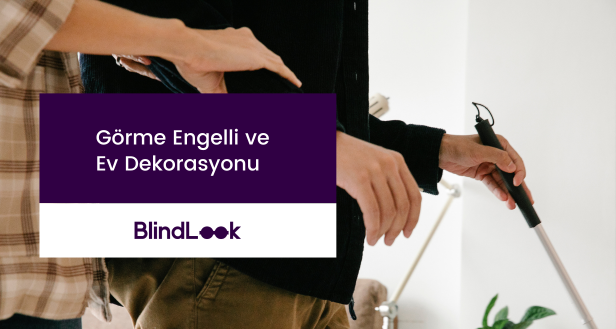 Bastonu ile yürüyen bir görme engelli ve ona eşlik eden bir kişi.