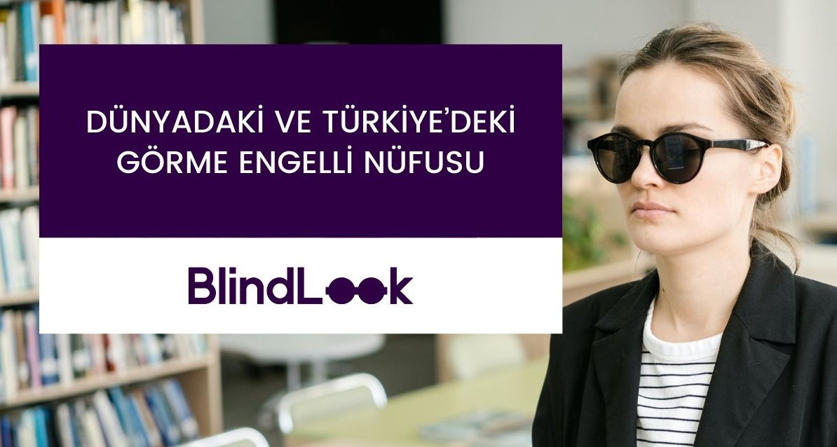 Görme engelli gözlüklü bir kadın.